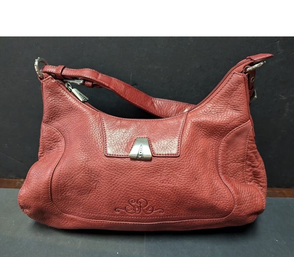 So Rachel by Longaberger Hobo handbag purse Wine leather PreOwned